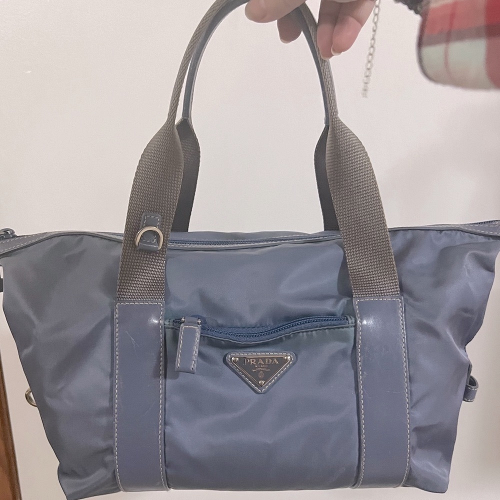 Prada Blue nylon handbag, beautiful blue color and condition! New photos!